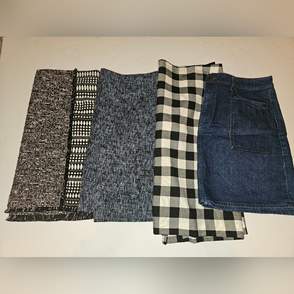 Lot Of 4 Loft Ann Taylor Skirts Sz 16 Business Casual Black White Denim